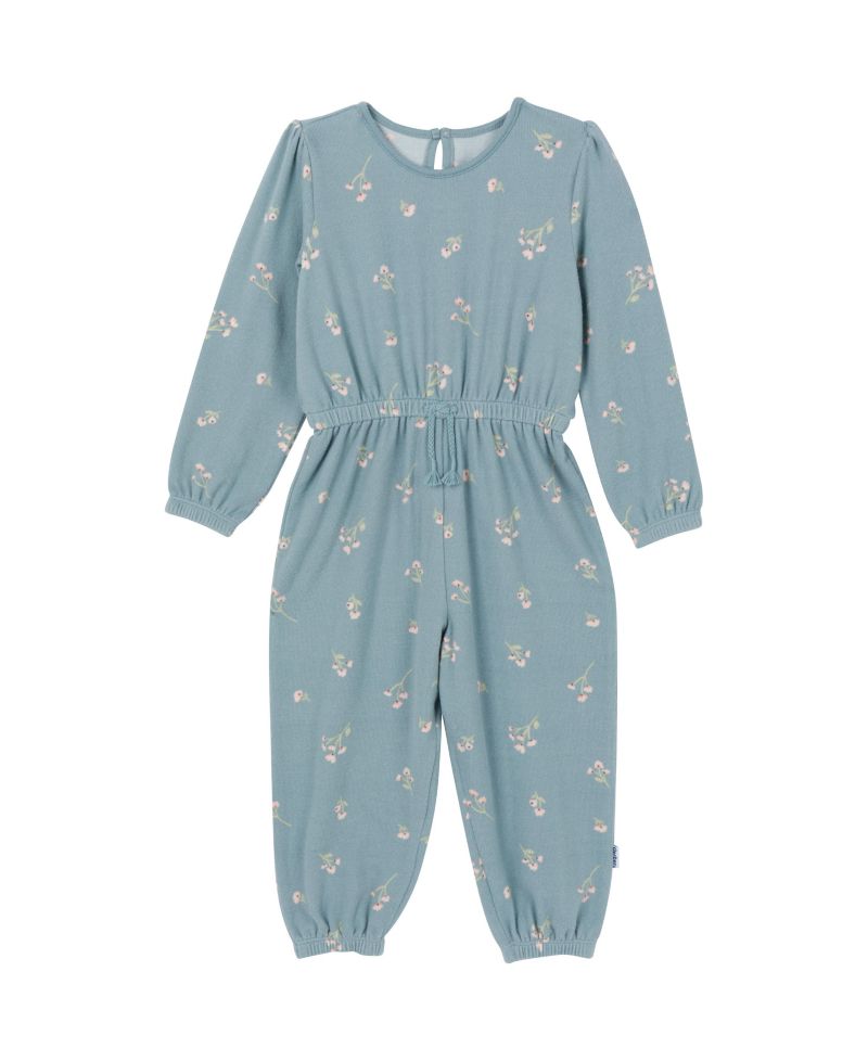 Baby Girls Soft Hacci Long Sleeve Floral Jumpsuit