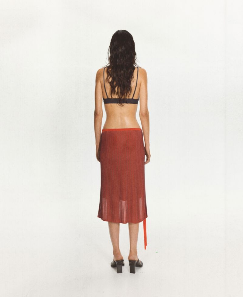 Women's Ribbed Midi Asymmetrical Skirt