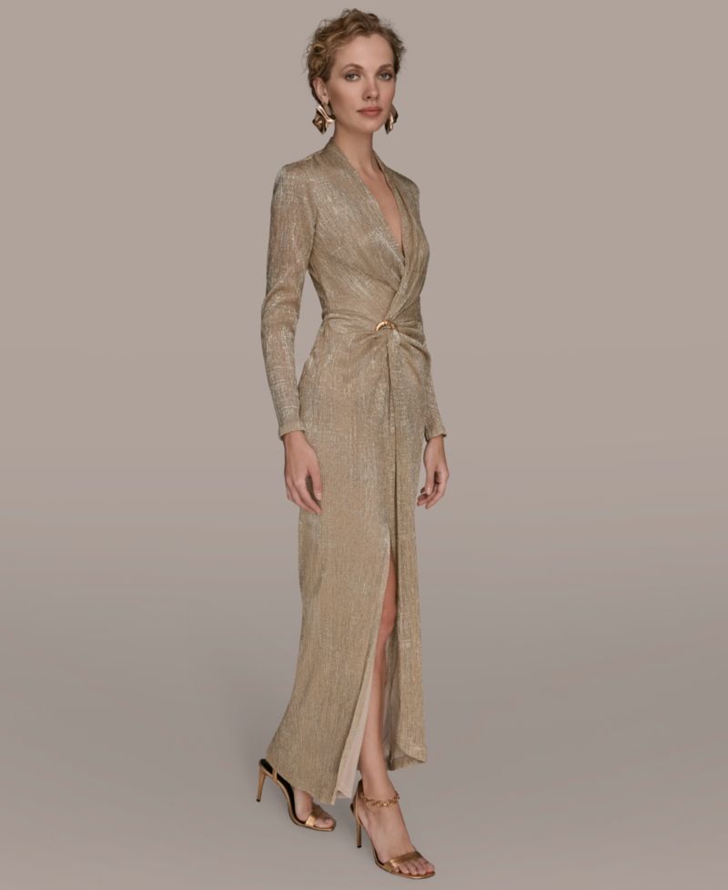 Women's V-Neck Draped Gown
