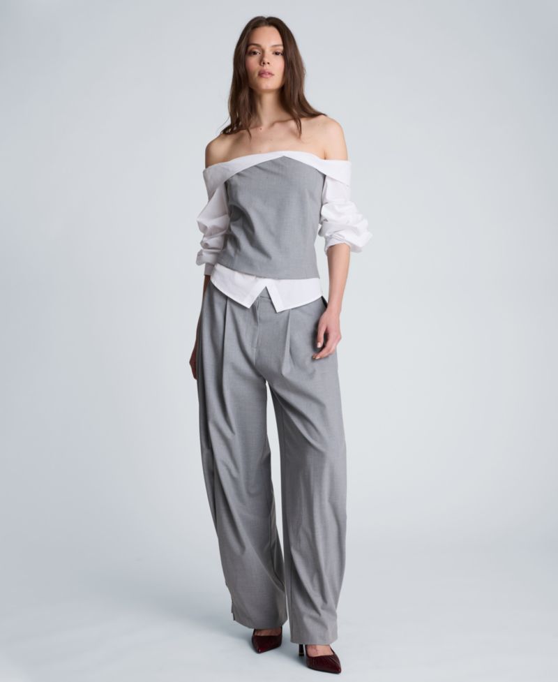 Women's Off-The-Shoulder Pleated-Sleeve Bustier Shirt