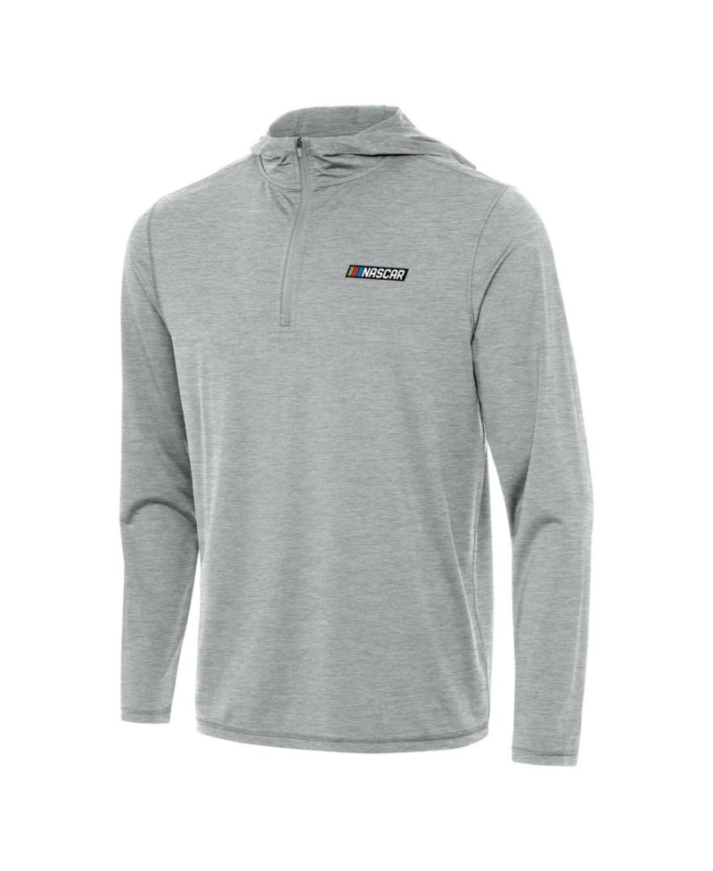 Men's Heather Gray NASCAR Tidy Quarter-Zip Pullover Hoodie