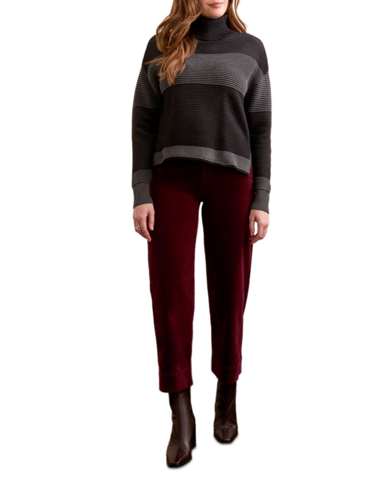 Women's Two Tone Turtleneck High Low Sweater
