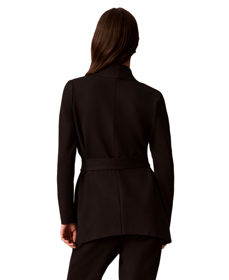 petite Collared Neck Belted Jacket