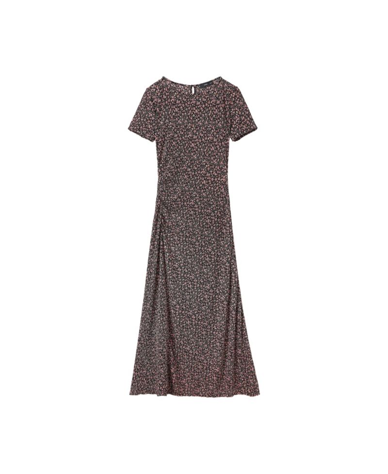 Women's Floral Midi Draped Detail Dress