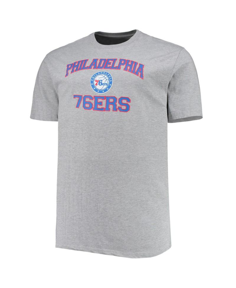 Men's Heathered Gray Philadelphia 76ers Big and Tall Heart and Soul T-shirt