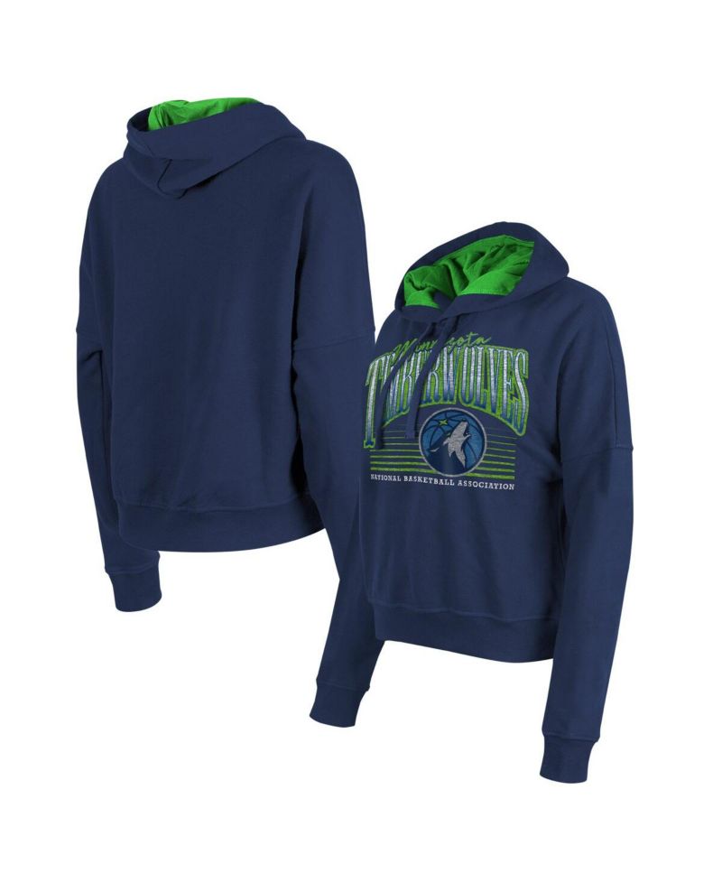Women's Navy Minnesota Timberwolves Boxy Pullover Hoodie