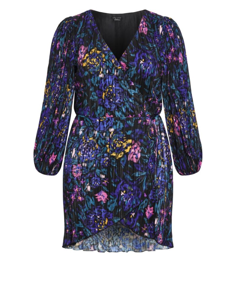 Women's Plus Size Kira Etched Print Wrap Mini Dress