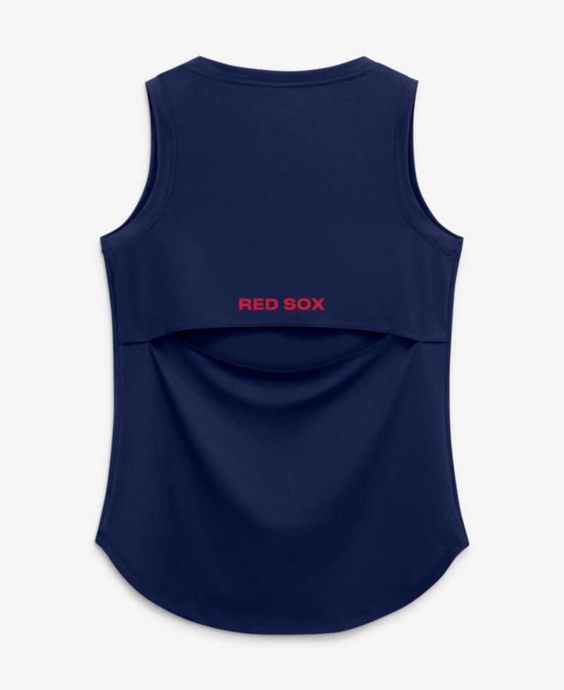 Women's Navy Boston Red Sox Draped Mesh Back Performance Tank Top