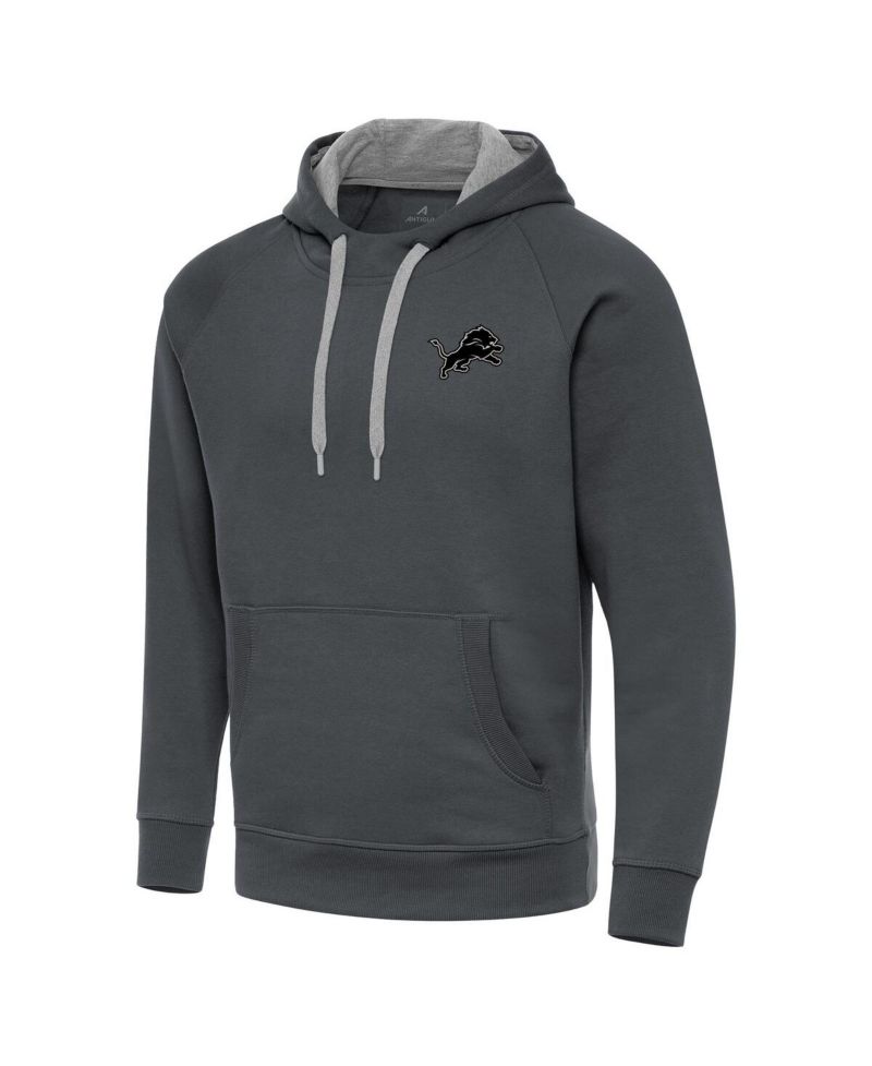Men's Charcoal Detroit Lions Brushed Carbon Victory Pullover Hoodie