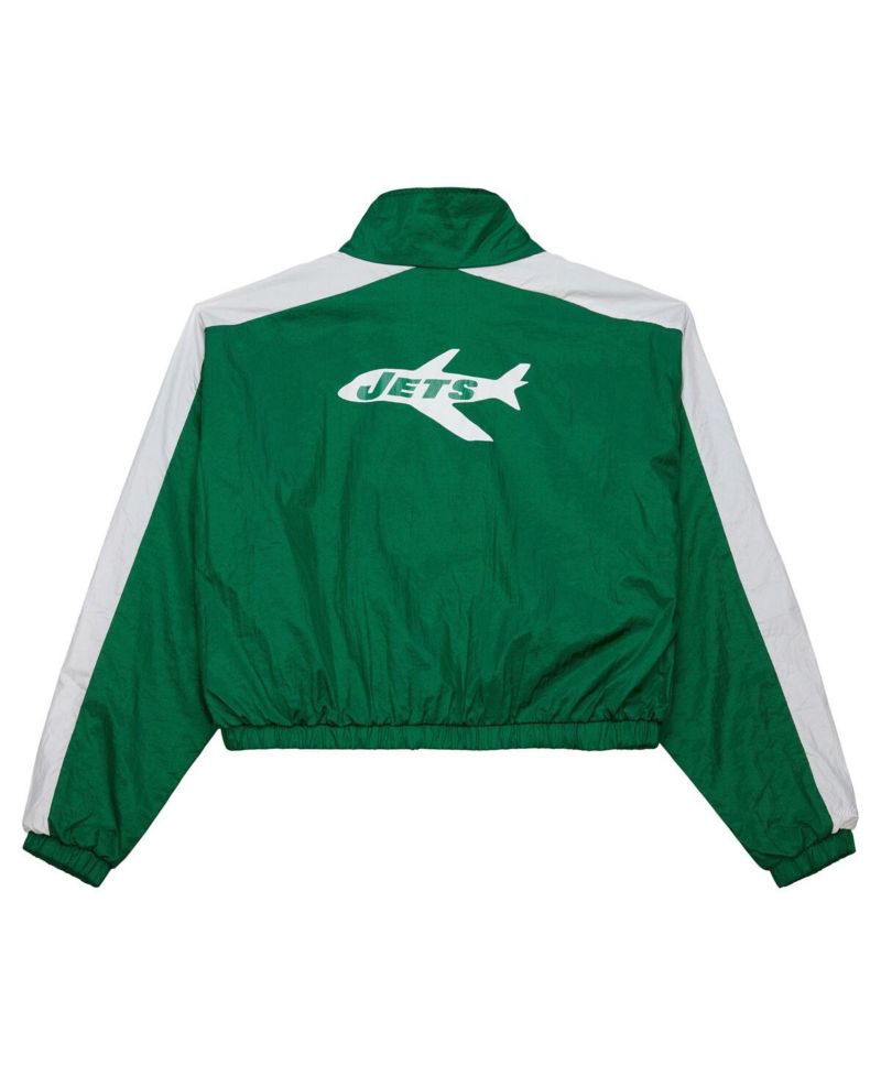Women's Green New York Jets Nylon Cropped Full-Zip Jacket