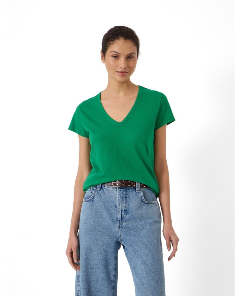 Women's Slim-Fit V-Neck Slub-Cotton T-Shirt