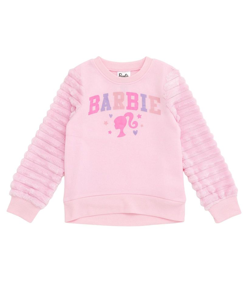 Girls Fleece Pullover Sweatshirt with Faux Fur Sleeves