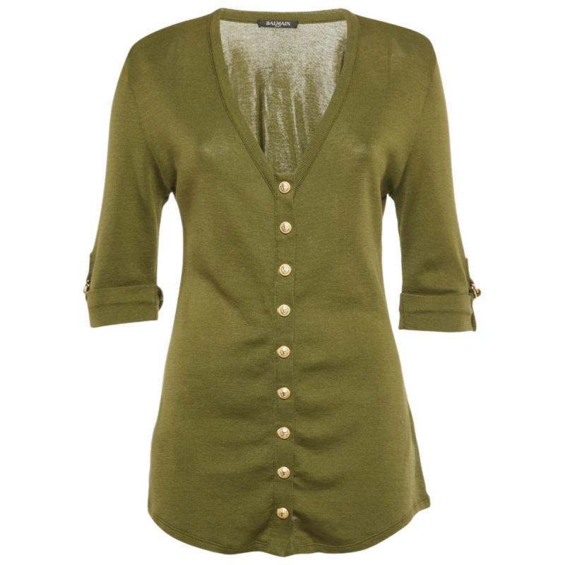 Women's Olive Green Cotton Knit Top