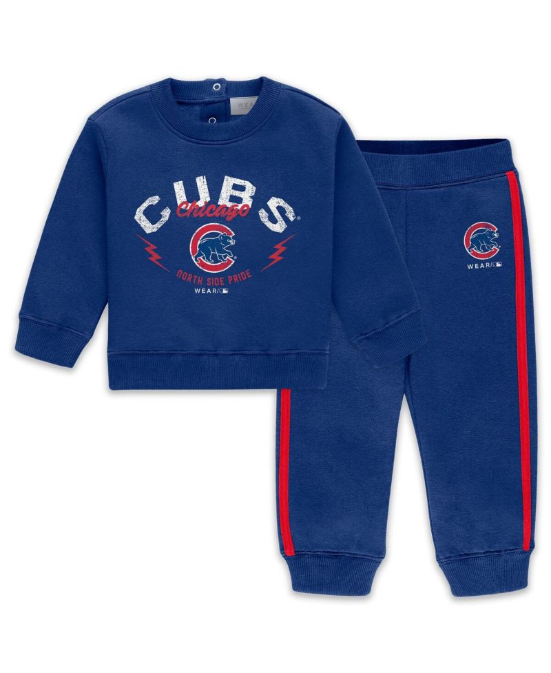Newborn 2-Piece Royal Chicago Cubs Fleece Crewneck and Pants Set