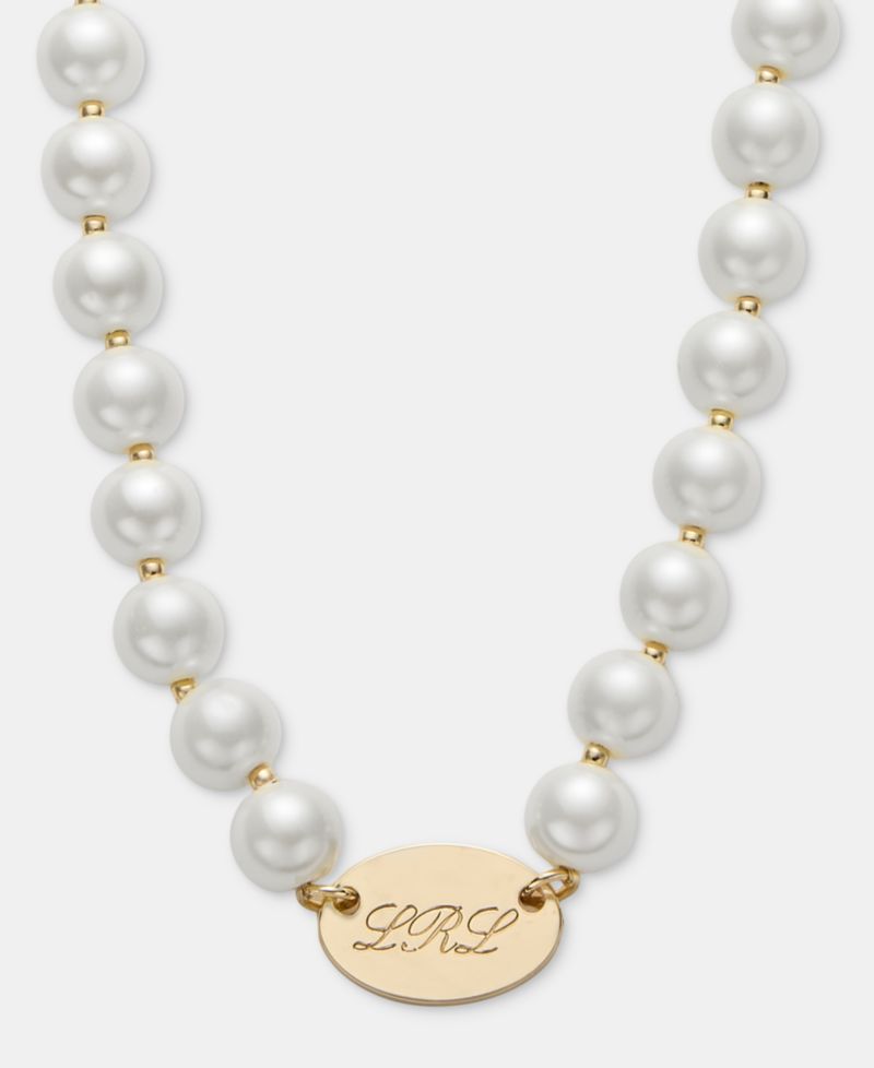 Imitation Pearl Logo 16" Collar Necklace