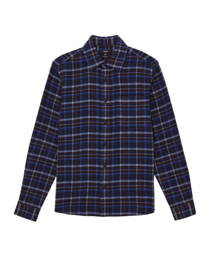 Men's Sam Check Button-Through Overshirt with Wool