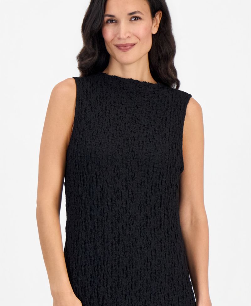 Women's Funnel-Neck Textured Midi Dress