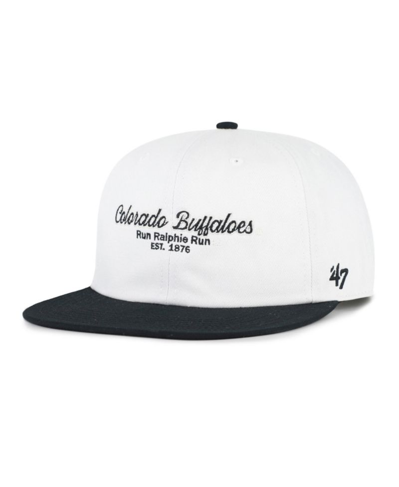 Men's '47 White/Black Colorado Buffaloes Script Stack Relaxed Captain Adjustable Hat