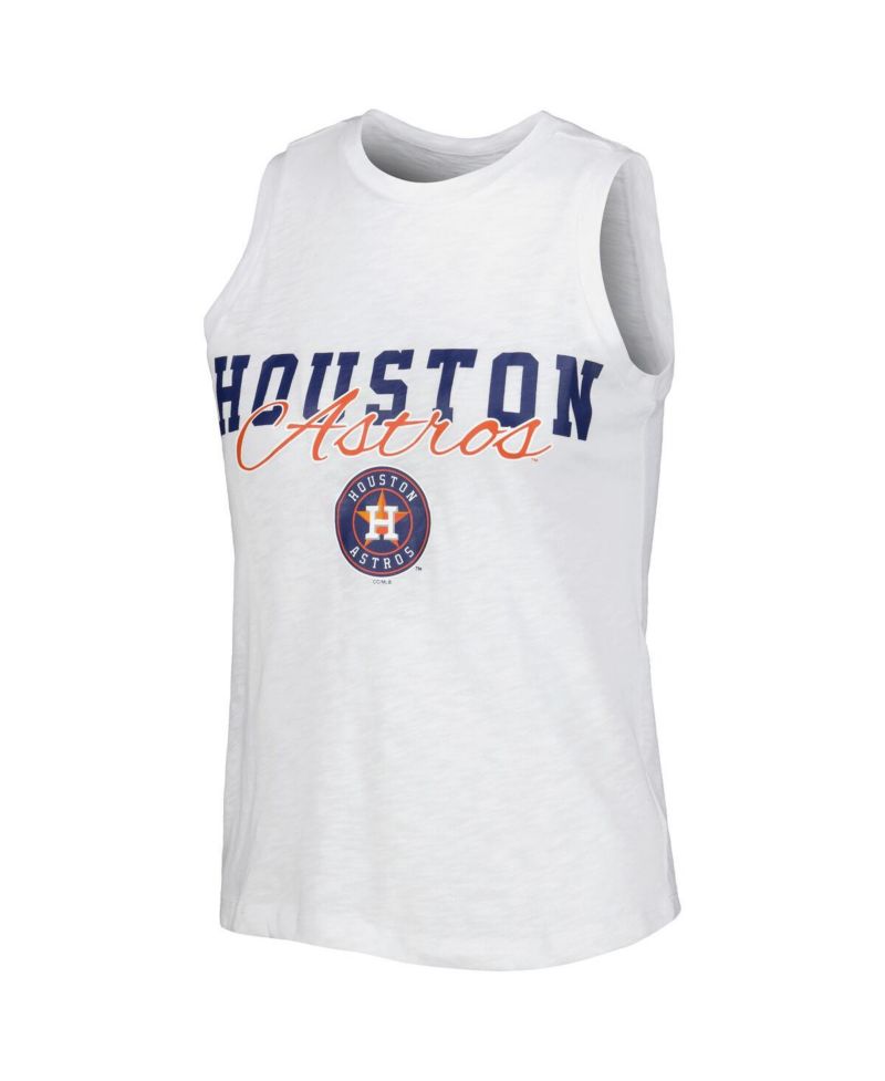 Women's White Houston Astros Reel Pinstripe Tank Top and Shorts Sleep Set