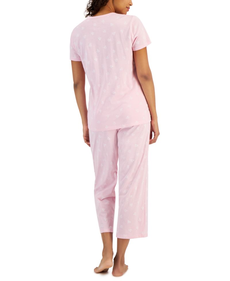 Women's 2-Piece Cotton Printed Cropped Pajama set