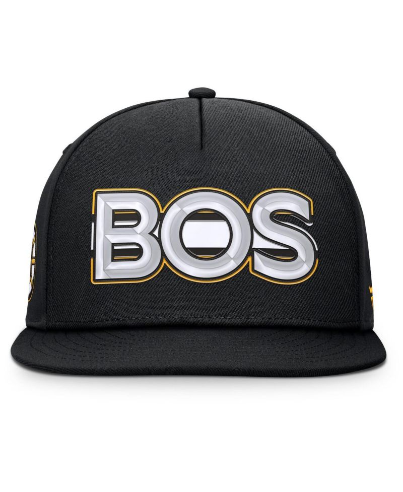 Men's Black Boston Bruins Authentic Pro Rink Team Code Snapback Hat