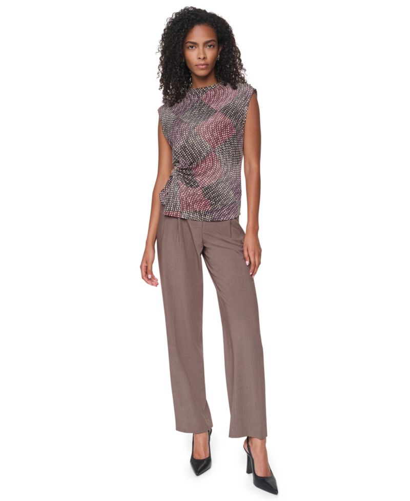 Women's Mock-Neck Sleeveless Knot-Front Blouse