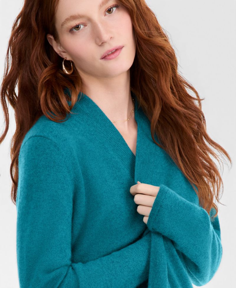 Women's 100% Cashmere Split-Hem Long Cardigan