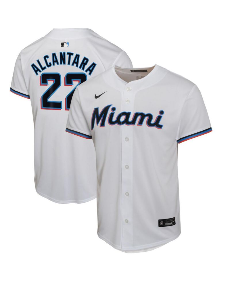 Big Boys and Girls Sandy Alcantara White Miami Marlins Home Game Player Jersey