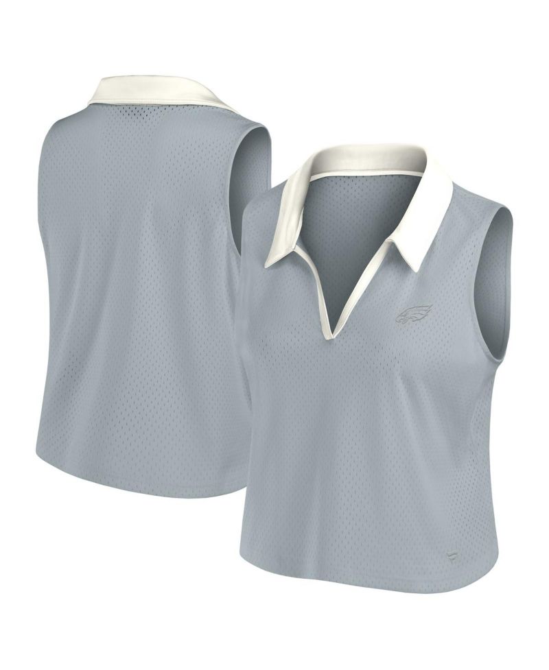 Women's Gray Philadelphia Eagles Studio Wellness V-Neck Tank Top