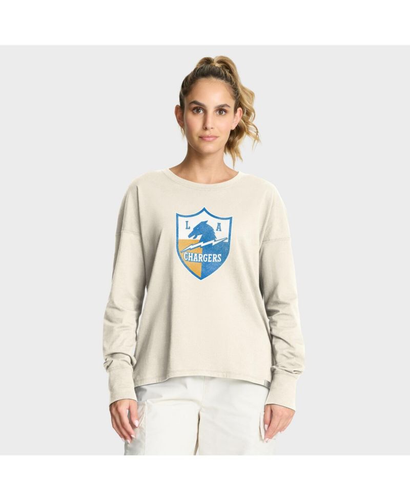 Women's Cream Los Angeles Chargers Dove Legacy Long Sleeve T-Shirt