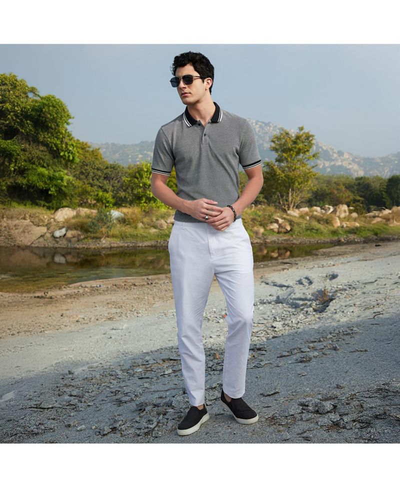 Men's Onyx Black Duo-Hue Knit Polo T-Shirt