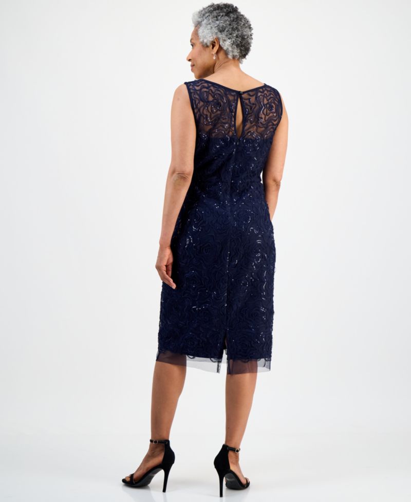 Petite Illusion Sequin-Embellsihed Cocktail Dress