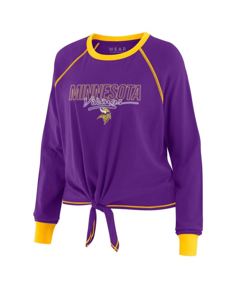 Women's Purple Minnesota Vikings Tie-Front Long Sleeve T-Shirt