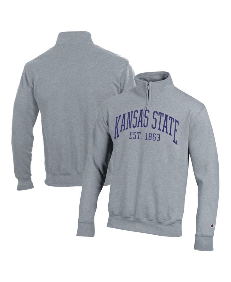 Men's Kansas State Wildcats Powerblend Mock-Collar Quarter-Zip Pullover Hoodie