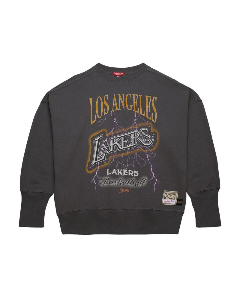 Women's Charcoal Los Angeles Lakers Hardwood Classics Lightweight Pullover Sweatshirt