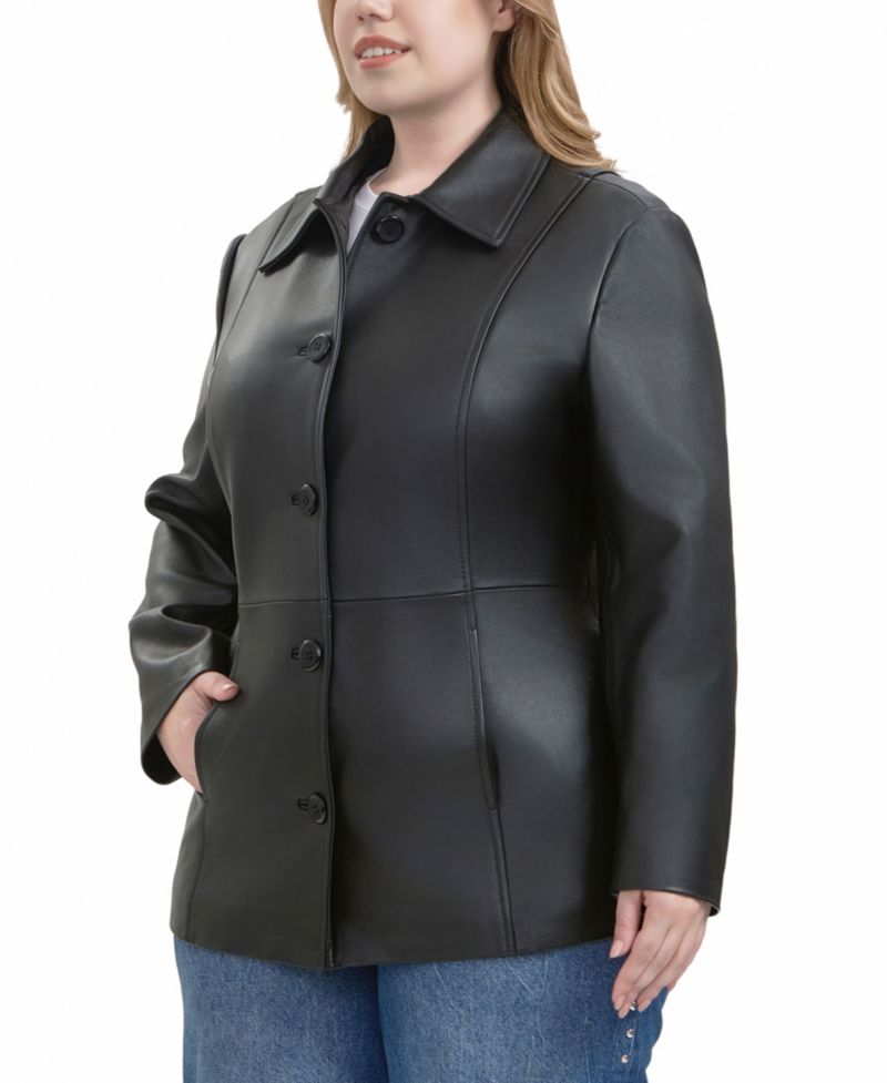 Plus Size Dana Leather Car Coat