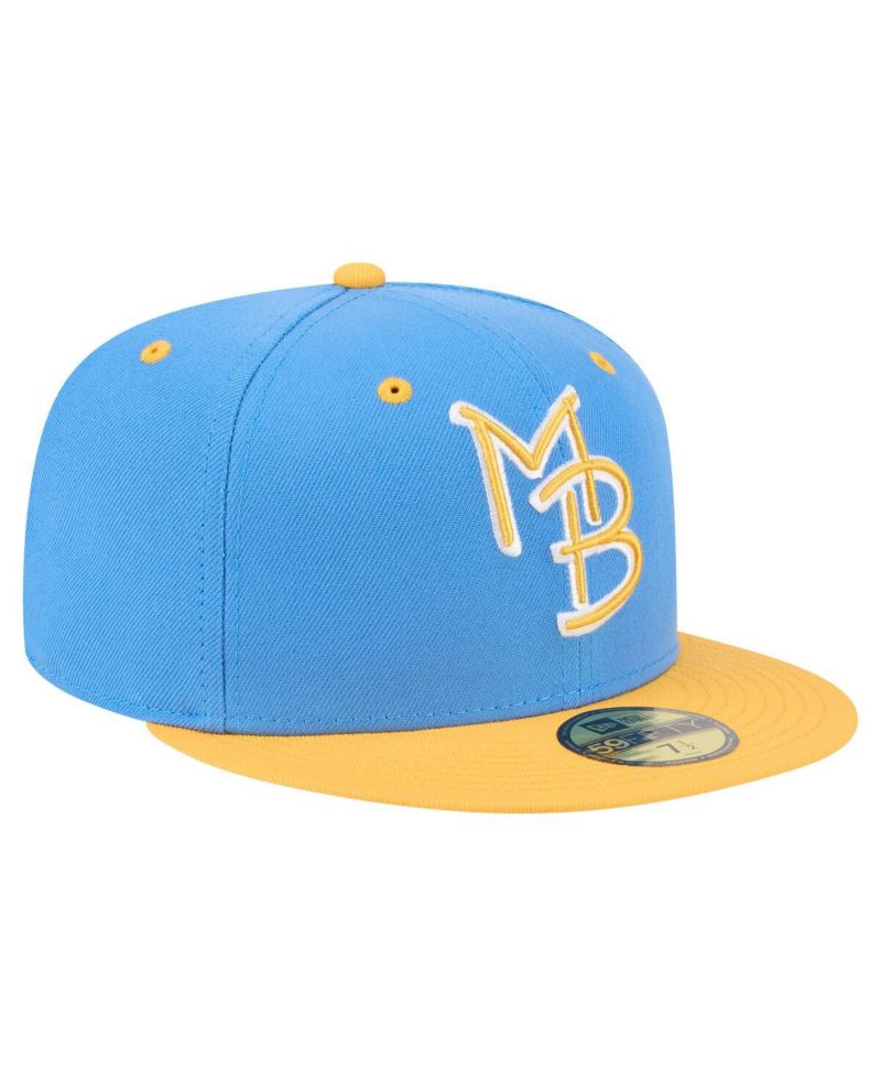 Men's Blue/Yellow Myrtle Beach Pelicans Authentic Collection 59FIFTY Fitted Hat