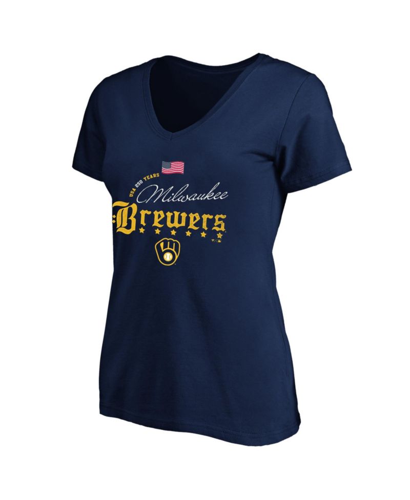 Plus Size Milwaukee Brewers USA 250 Years V-Neck T-Shirt