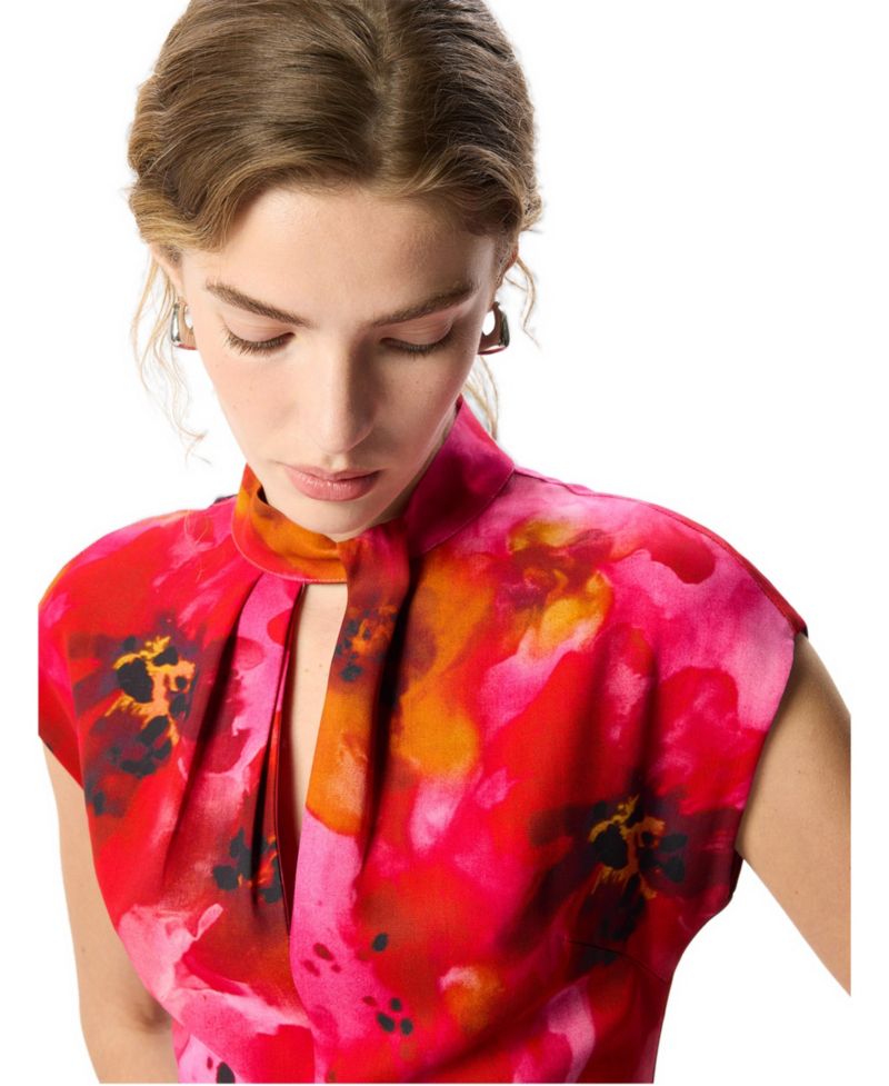 Women's Painterly Floral Midi Dress