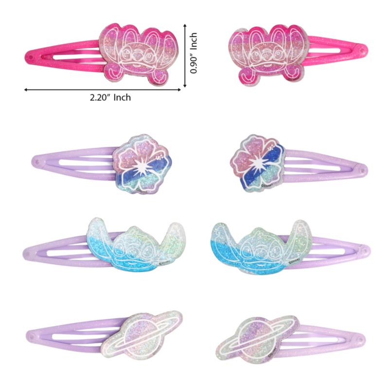 Stitch Hair Clip 8-Piece Set Official License, Snap Back Clips for Hair, Lilo and Stitch Accessories, Small Gifts