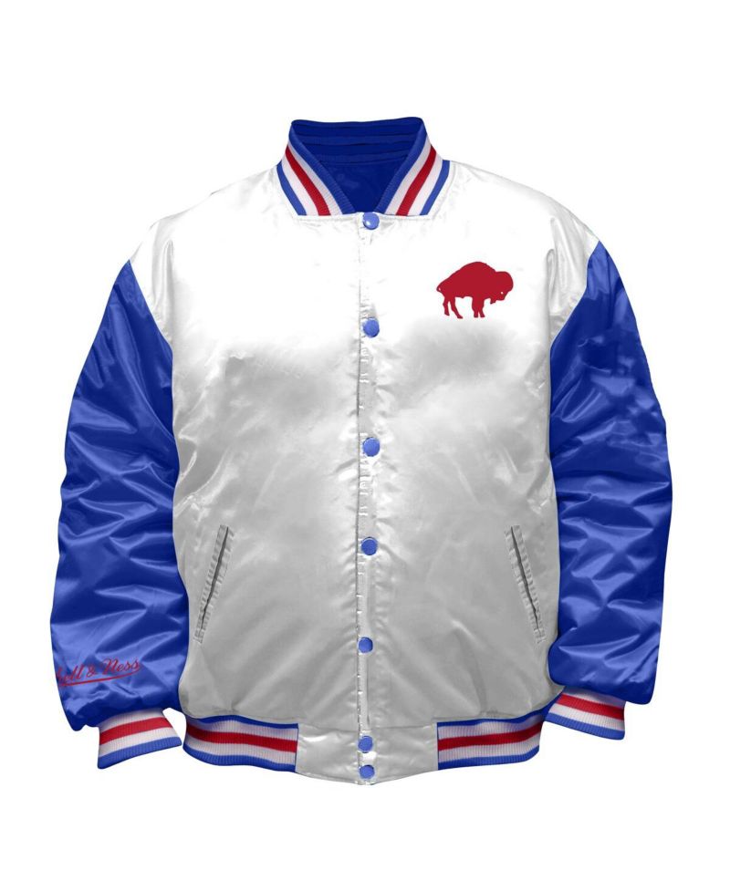 Women's White Buffalo Bills Throwback Plus Size Full-Snap Satin Jacket
