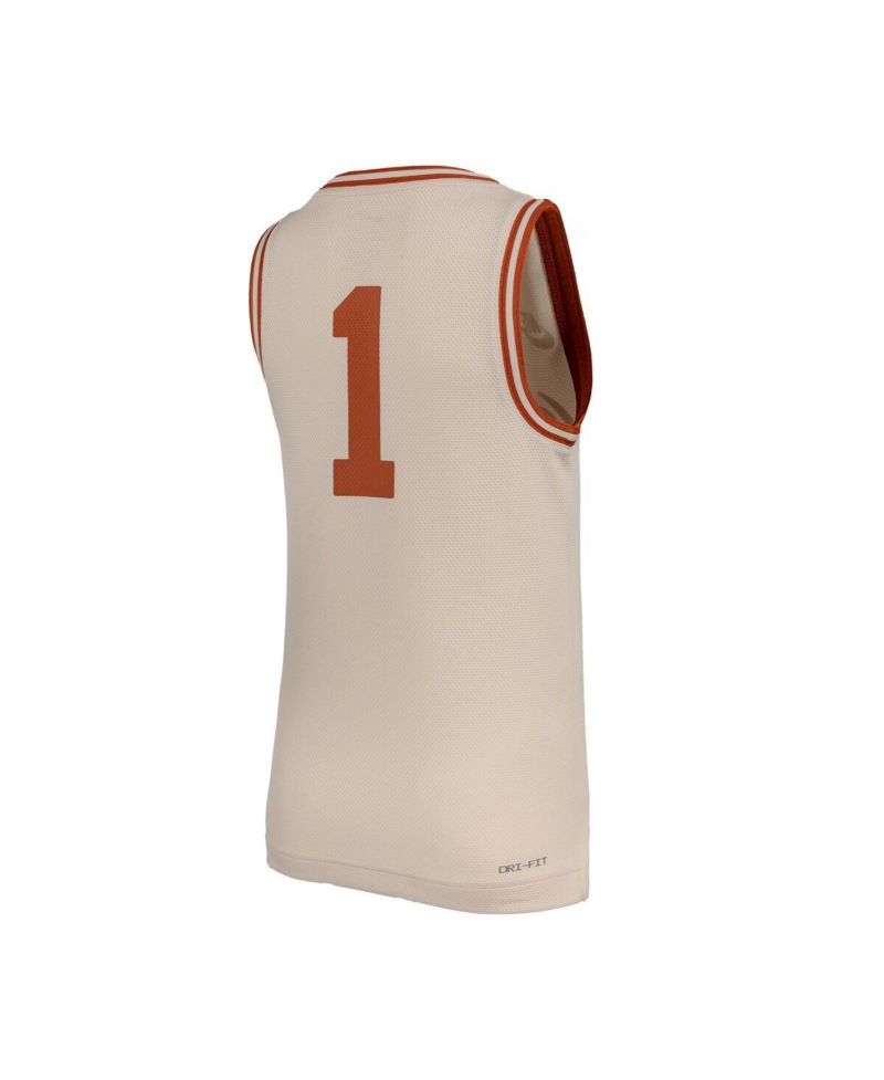 Big Boys and Girls 1 Natural Texas Longhorns Retro Replica Basketball Jersey