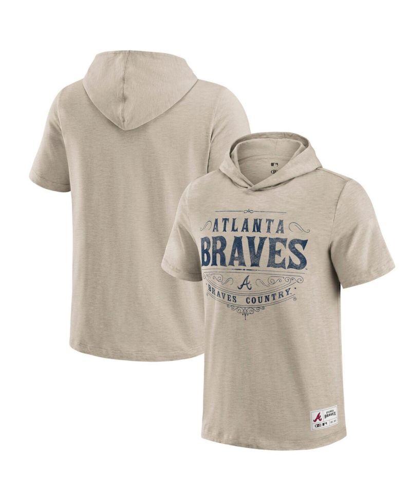 Men's Tan Atlanta Braves Hooded T-Shirt