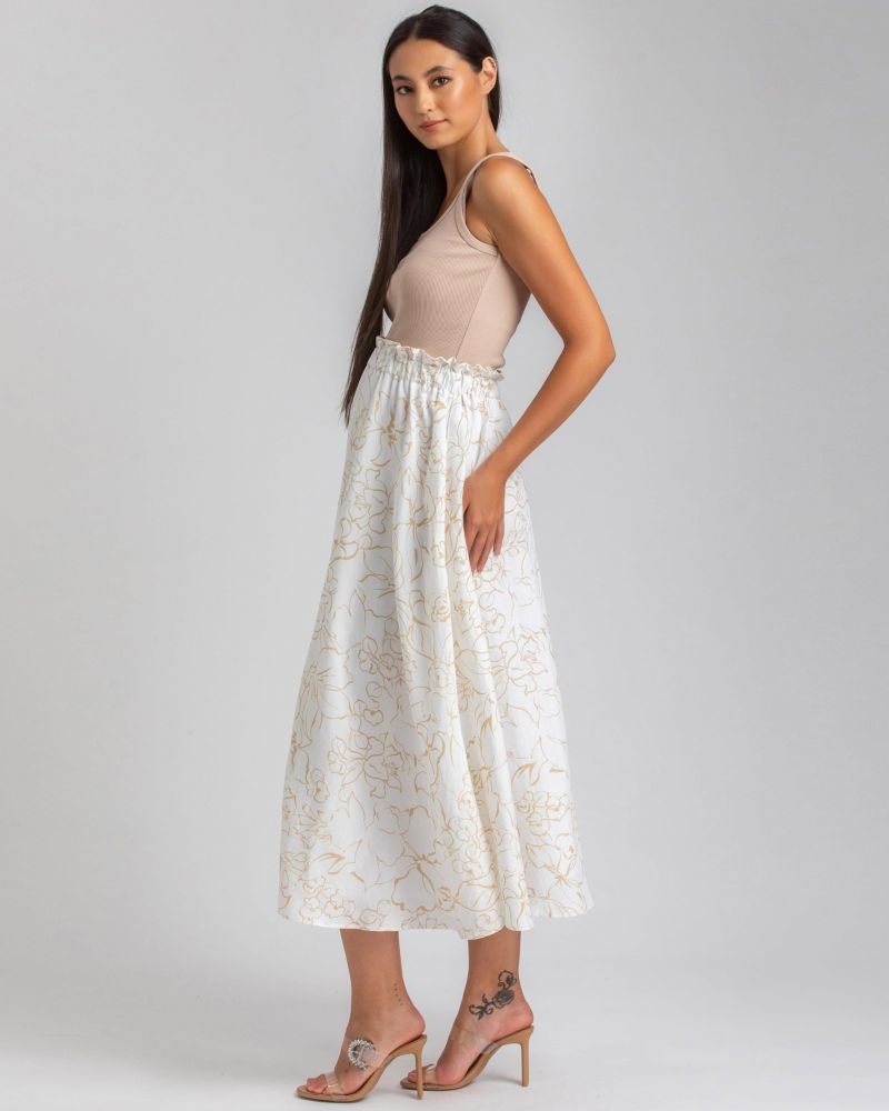 Maternity Floral Print Hidden Pocket Midi Olivia Skirt