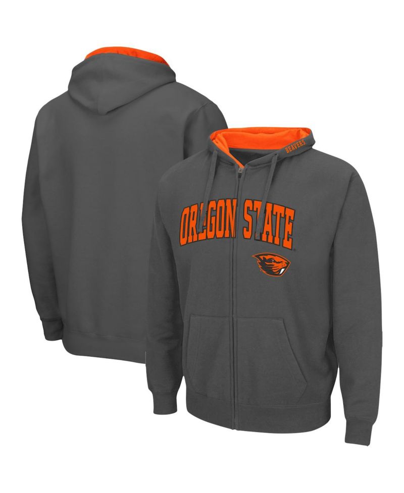 Men's Charcoal Oregon State Beavers Arch & Logo 3.0 Full-Zip Hoodie
