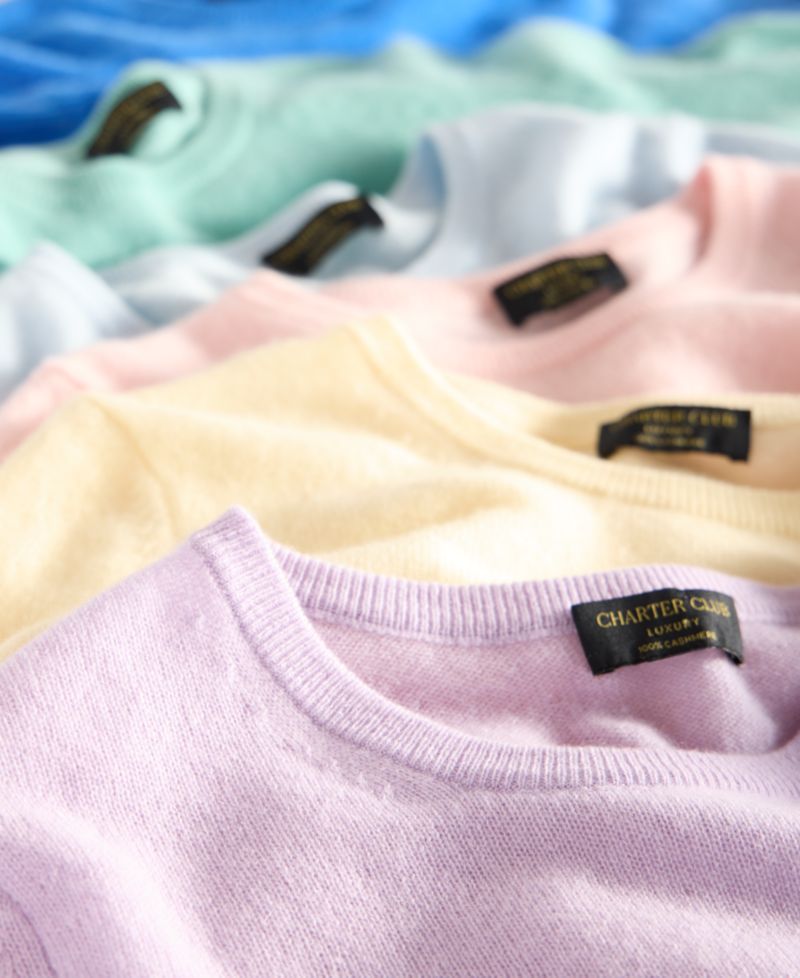 100% Cashmere Women's Petite Long-Sleeve Crewneck Sweater