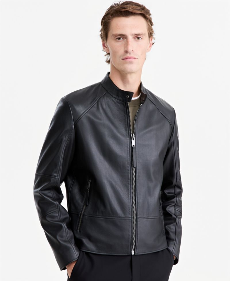 Men's Slim-Fit Biker Leather Jacket