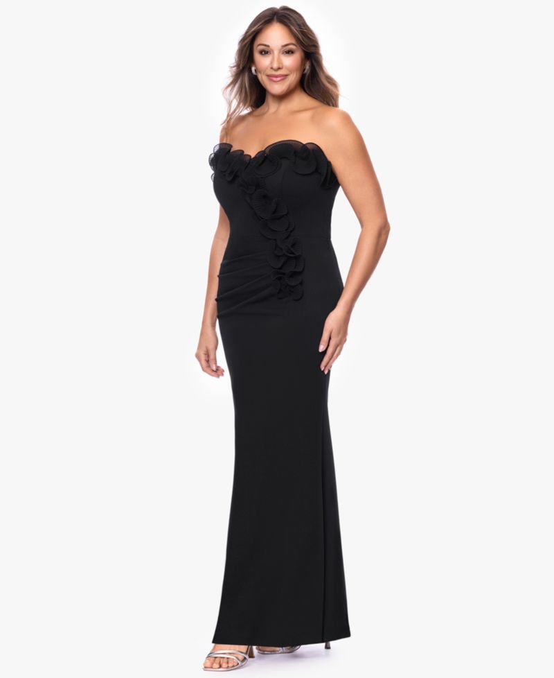 Plus Strapless Long Gown