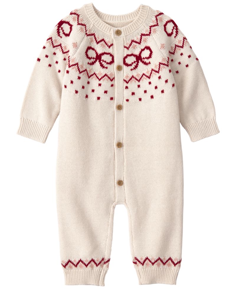 Baby Girls' Cotton Fair Isle Sweater Knit Jumpsuit