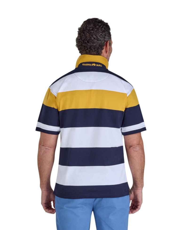 Men's Chest Band Stripe Embroidered Logo Polo Shirt